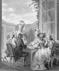 Die Whist-Party, 1783, graviert von Jean Dambrun